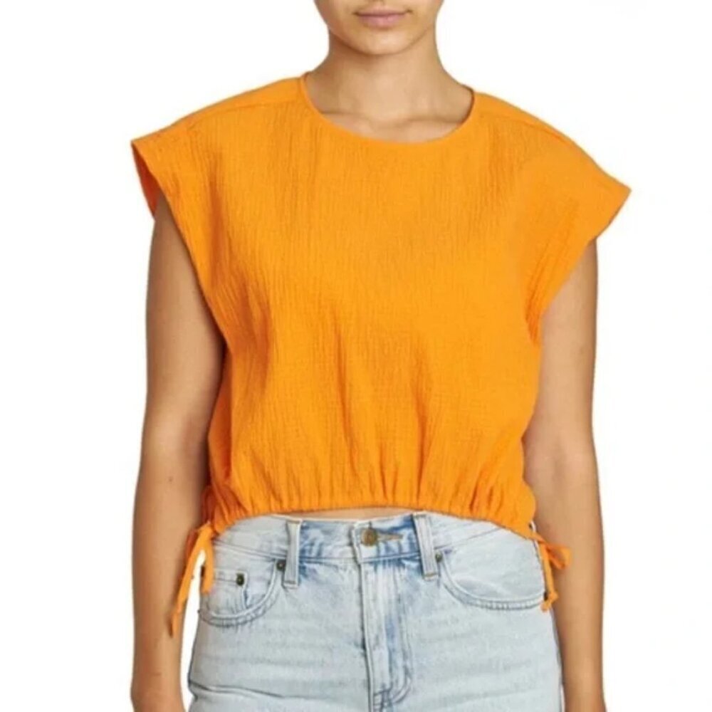 Pistola Top Women's XS Adriana Orange Textured Crop Top Summer Kidcore